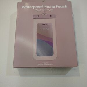 Waterproof Phone Pouch with Neck Lanyard - Pink, Universal,New.